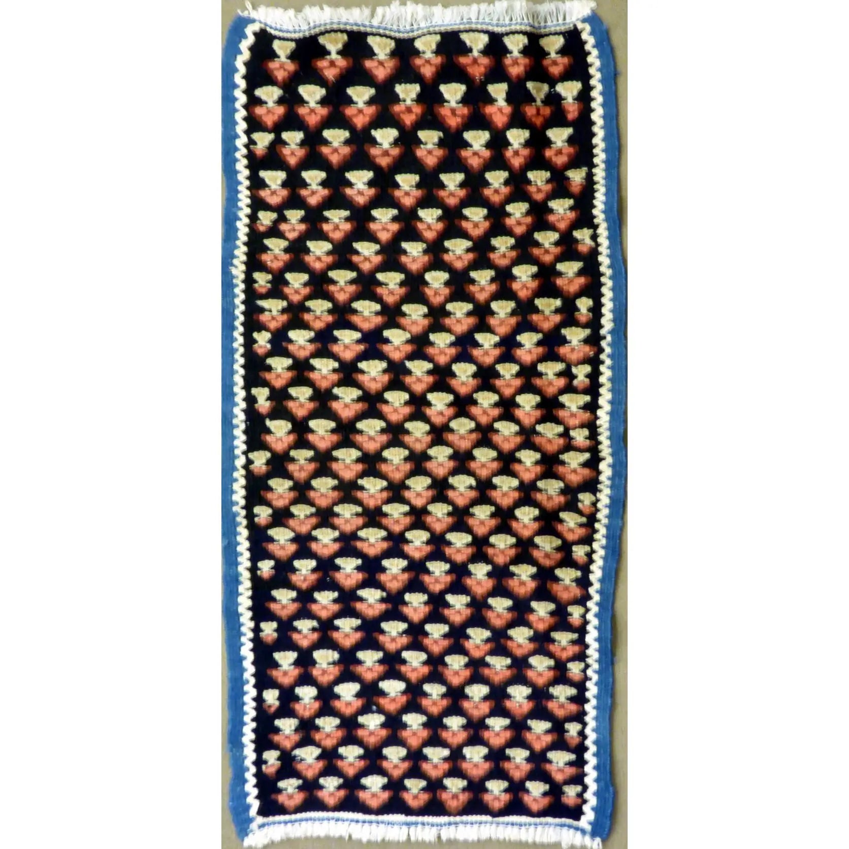 One Of The Kind Authentic Hand-Knotted Sanandaj Vintage Kilim 3'3" X 1'8"